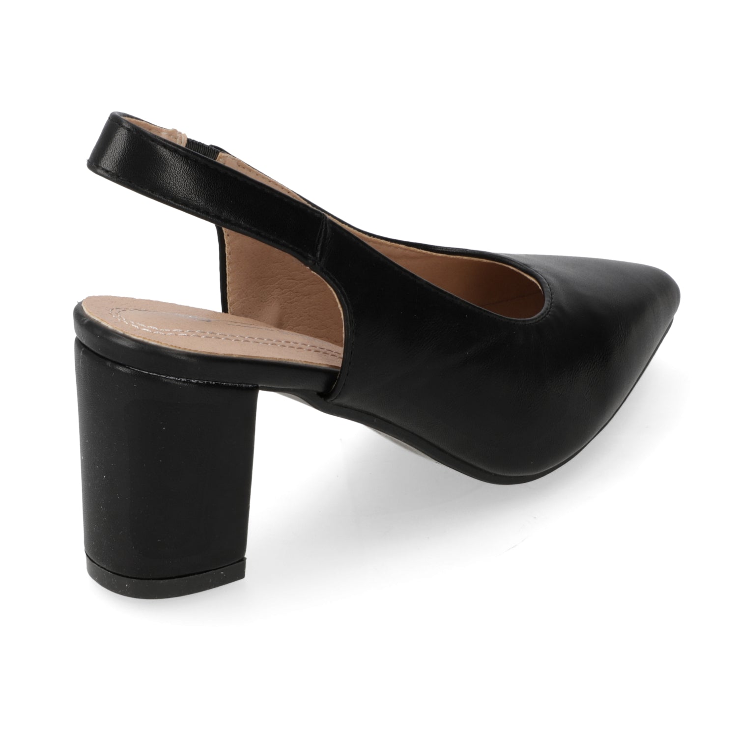 Taco Ancho Slingback Negro Eco Cuero